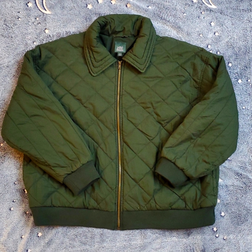 XL Quilted Olive Green Collared Zip Up Jacket Wild Fable 90s Grunge